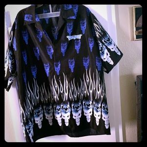 Scorpio 3xl men’s goth/rockabilly camp shirt blue